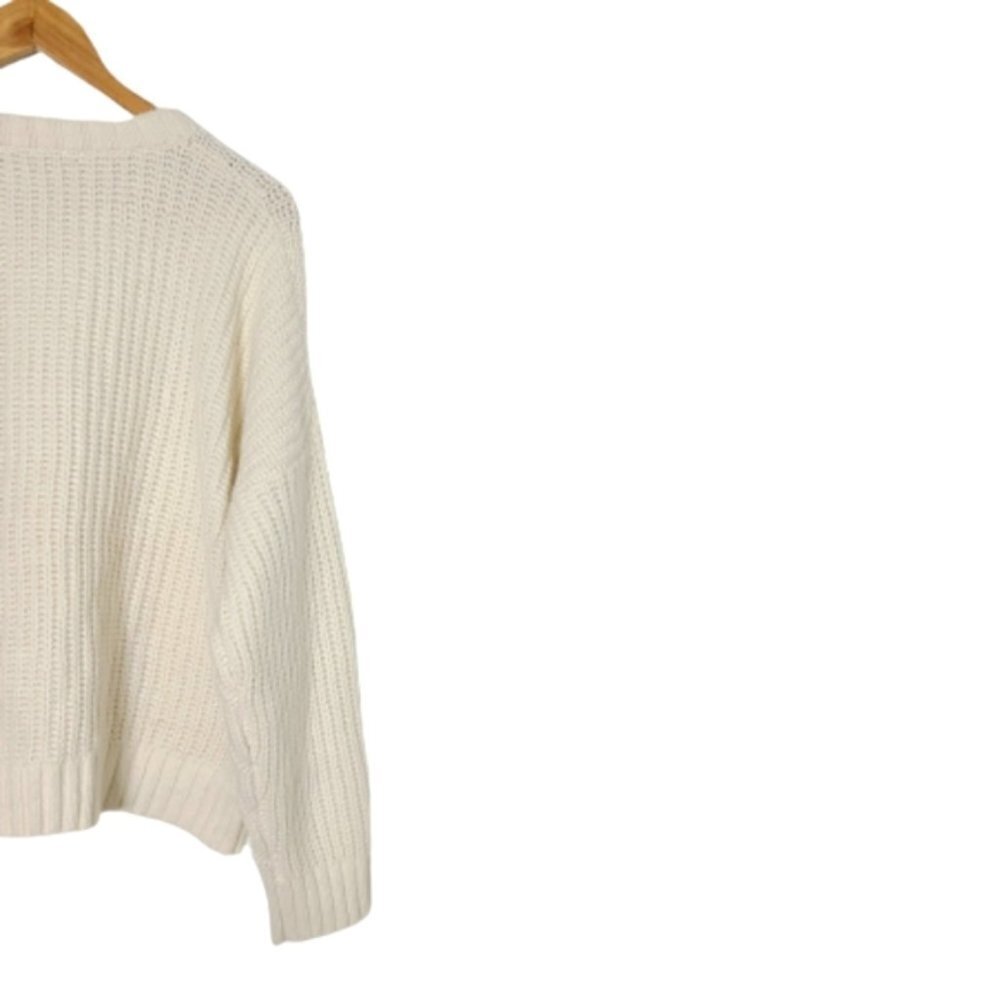 MADEWELL Charley Cream Cable Knit Sweater Womens Pointelle Wool Pullover Size XL - Picture 11 of 15